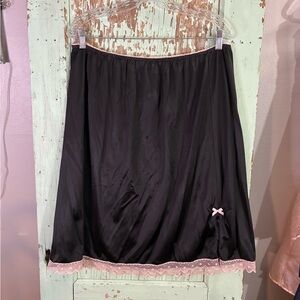 Black mini slip skirt with Pink Trim